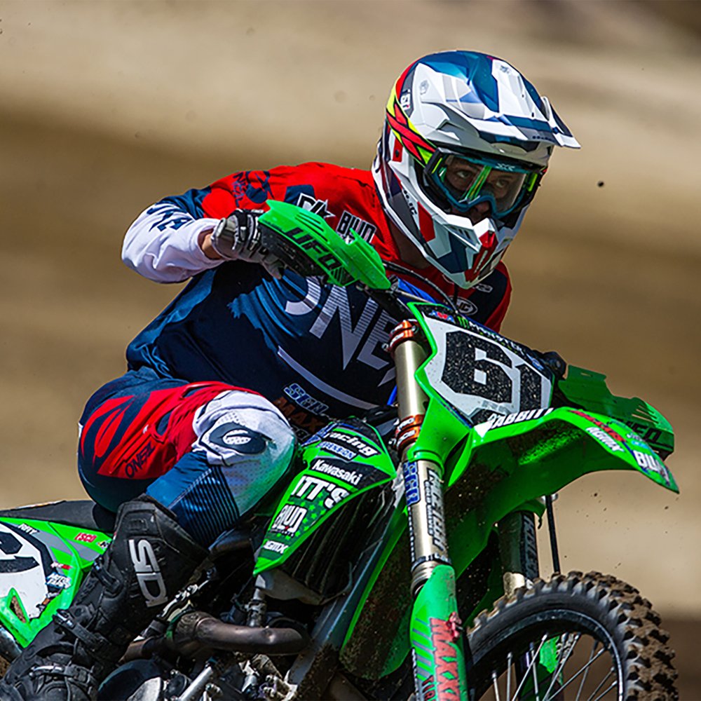 Hjc i50 vanish mc21sf white blue red rider