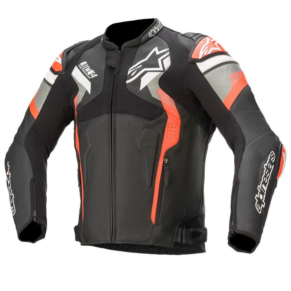 Alpinestars atem v4 leather jkt blk gry red fluo