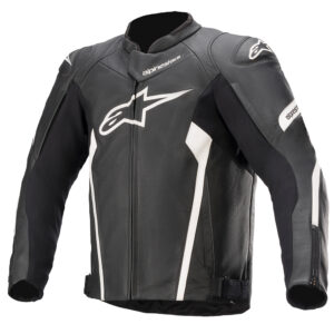 Alpinestars faster v2 leather jacket black white