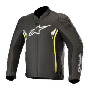 Alpinestars sp 1 v2 leather jacket black yellow fluo