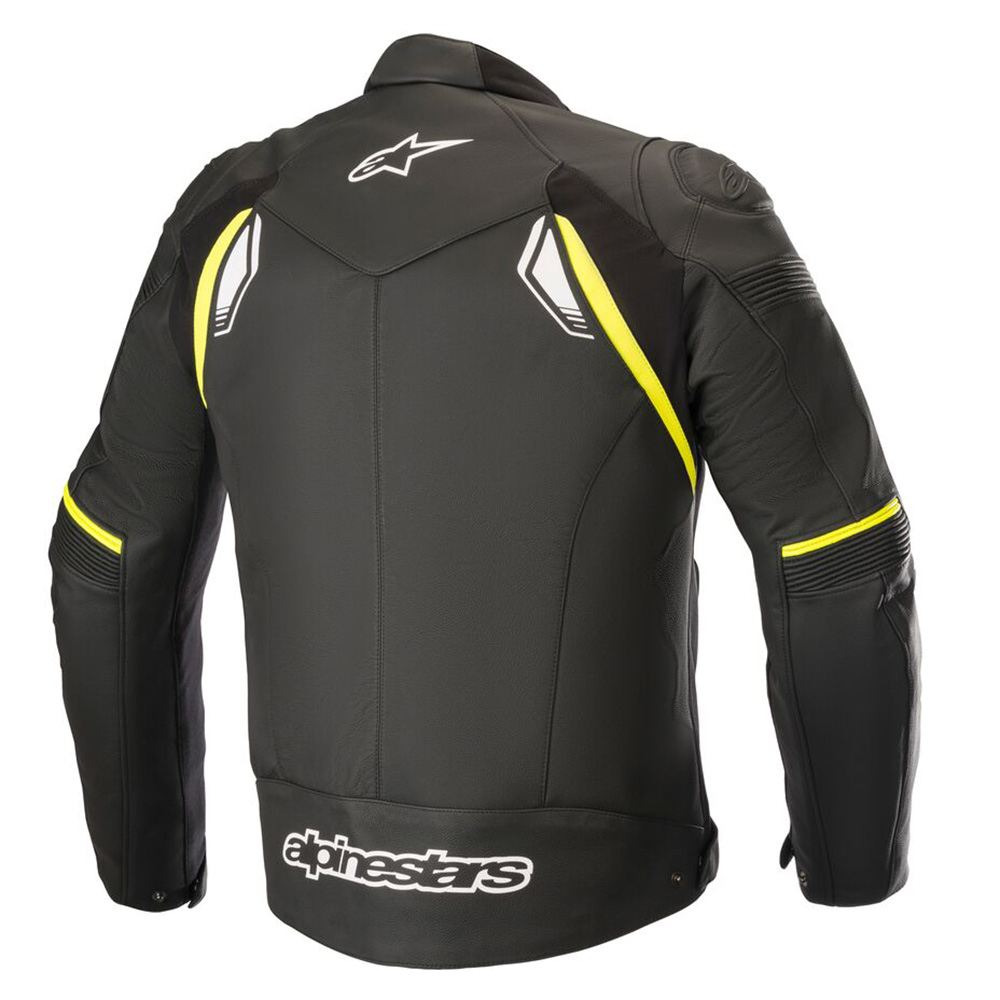 Alpinestars sp 1 v2 leather jacket black yellow fluo rear