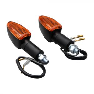 Bike it long stem mini spear indicators with black body and amber lens