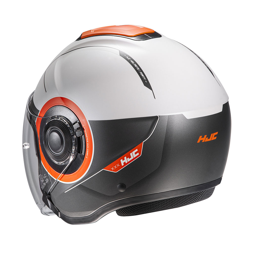 Hjc i40 panadi mc7sf black white orange rear