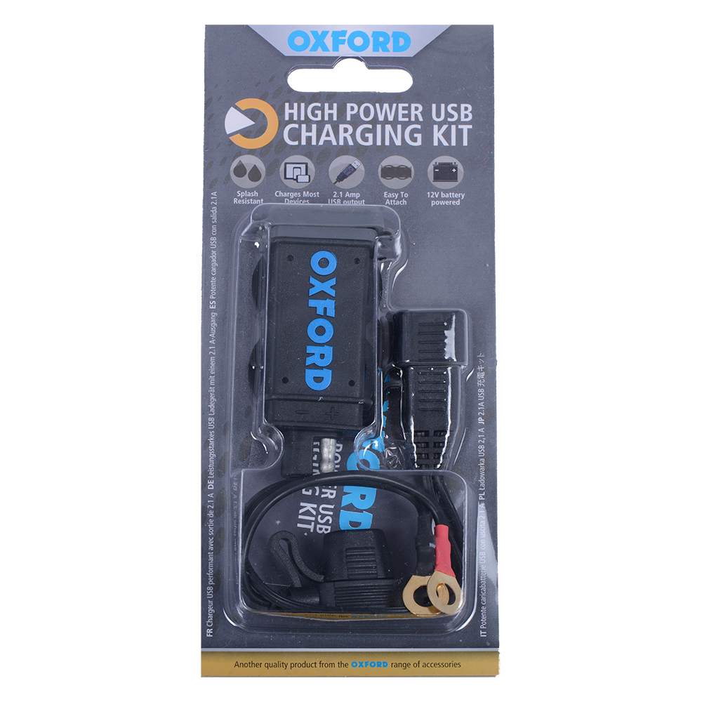 Oxford usb 2 1amp fused power charging kit packet