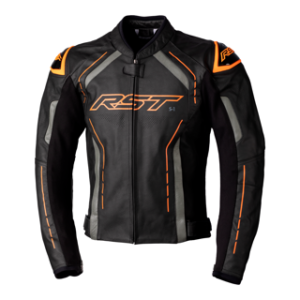 Rst s 1 ce mens leather jacket black grey orange