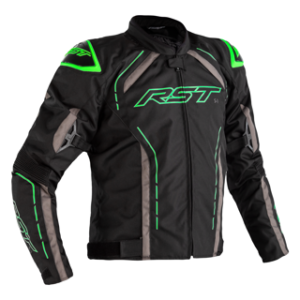 Rst s 1 ce mens textile jacket black grey neon green